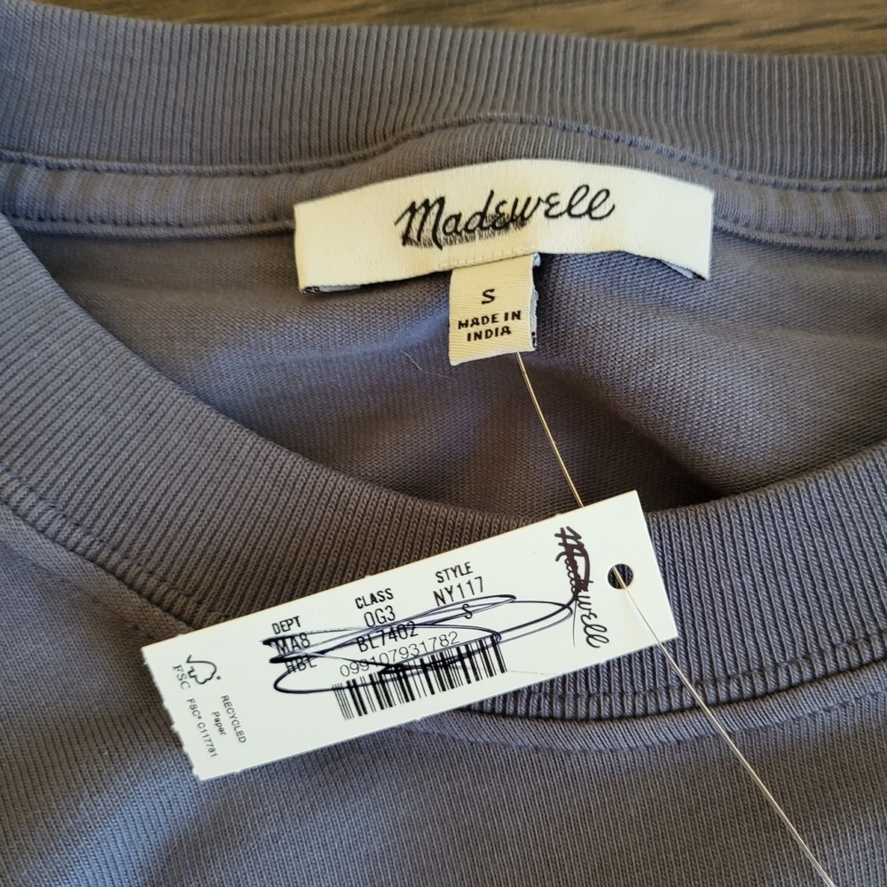 Madewell‎ Mens Long Sleeve Vintage Pocket Tee Slate Blue Small NWT - Picture 4 of 4
